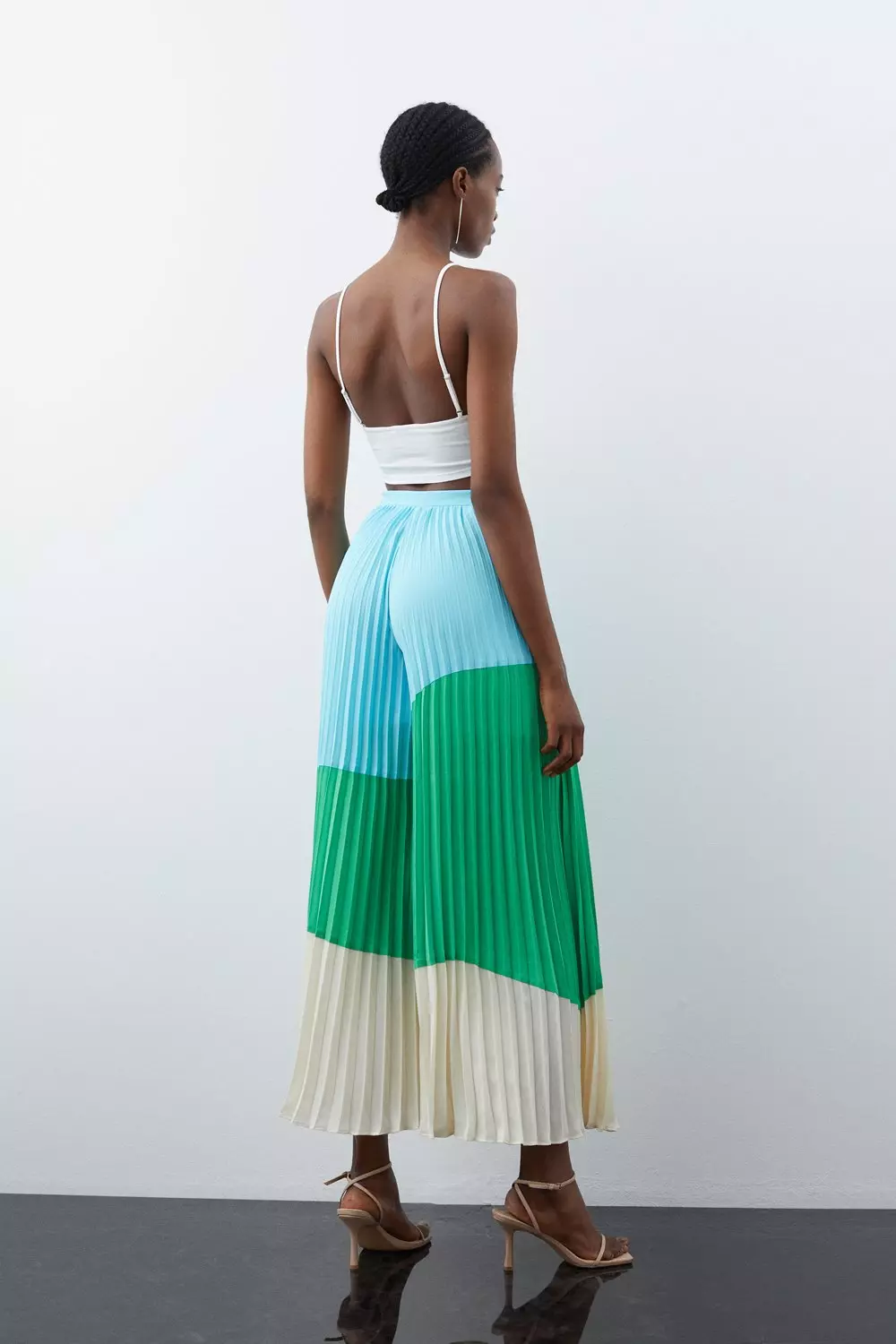 Color Block Pleated Woven Pants | Karen Millen